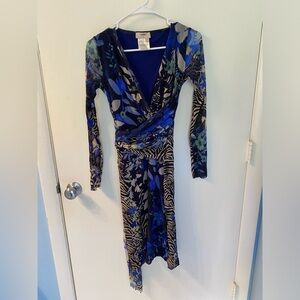 Jean Paul Gaultier Blue and Black Long Sleeve Dress